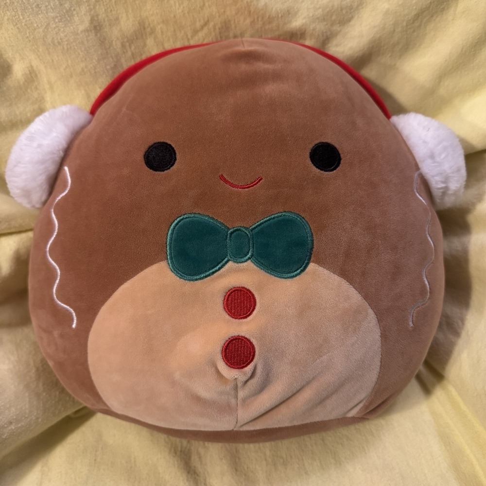 Squishmallows 12” Jordan Gingerbread Boy Earmuffs Holiday Christmas 2022 Plush